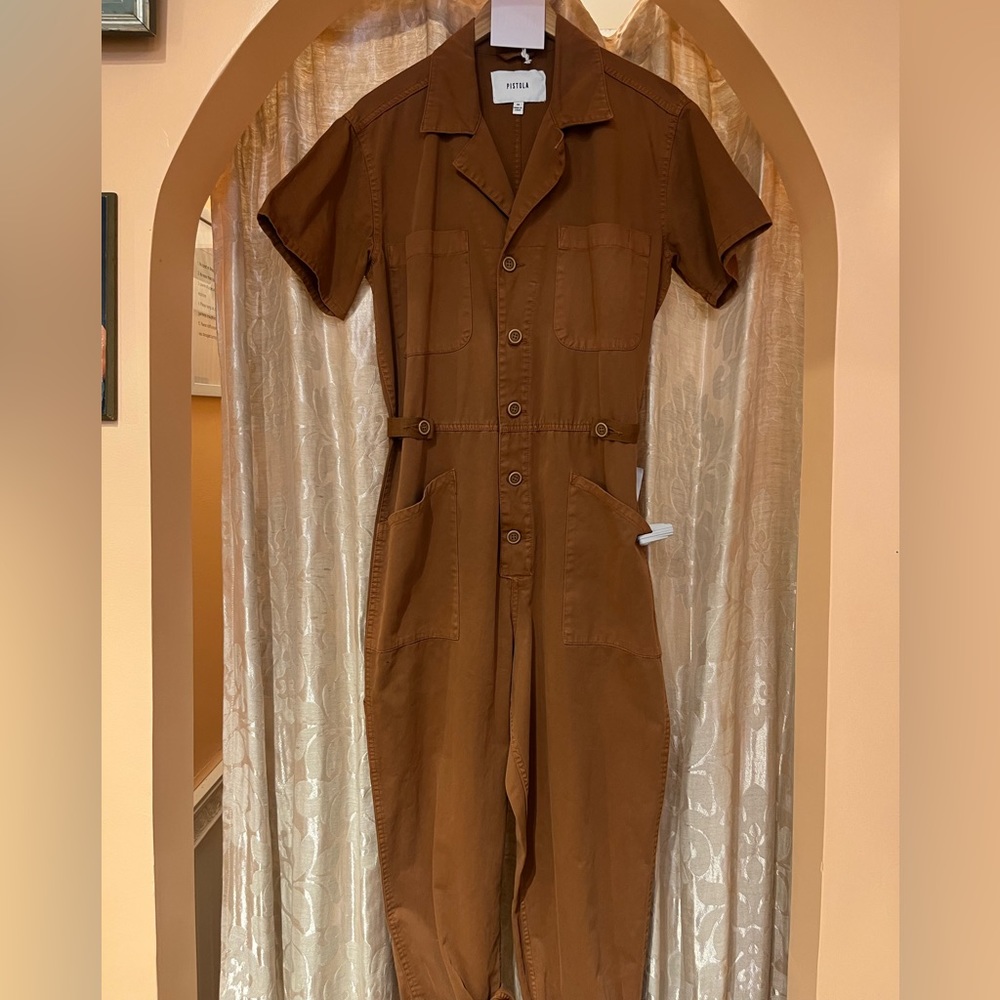 Caramel Pistola Grover cargo flight work cotton jumpsuit onepiece onesie BNWT